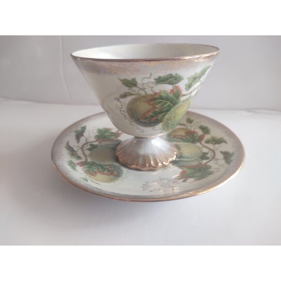 Vintage Tea Cup and Saucer Set Ucagco Ceramics Japana 1950's September Melons - Picture 4 of 13